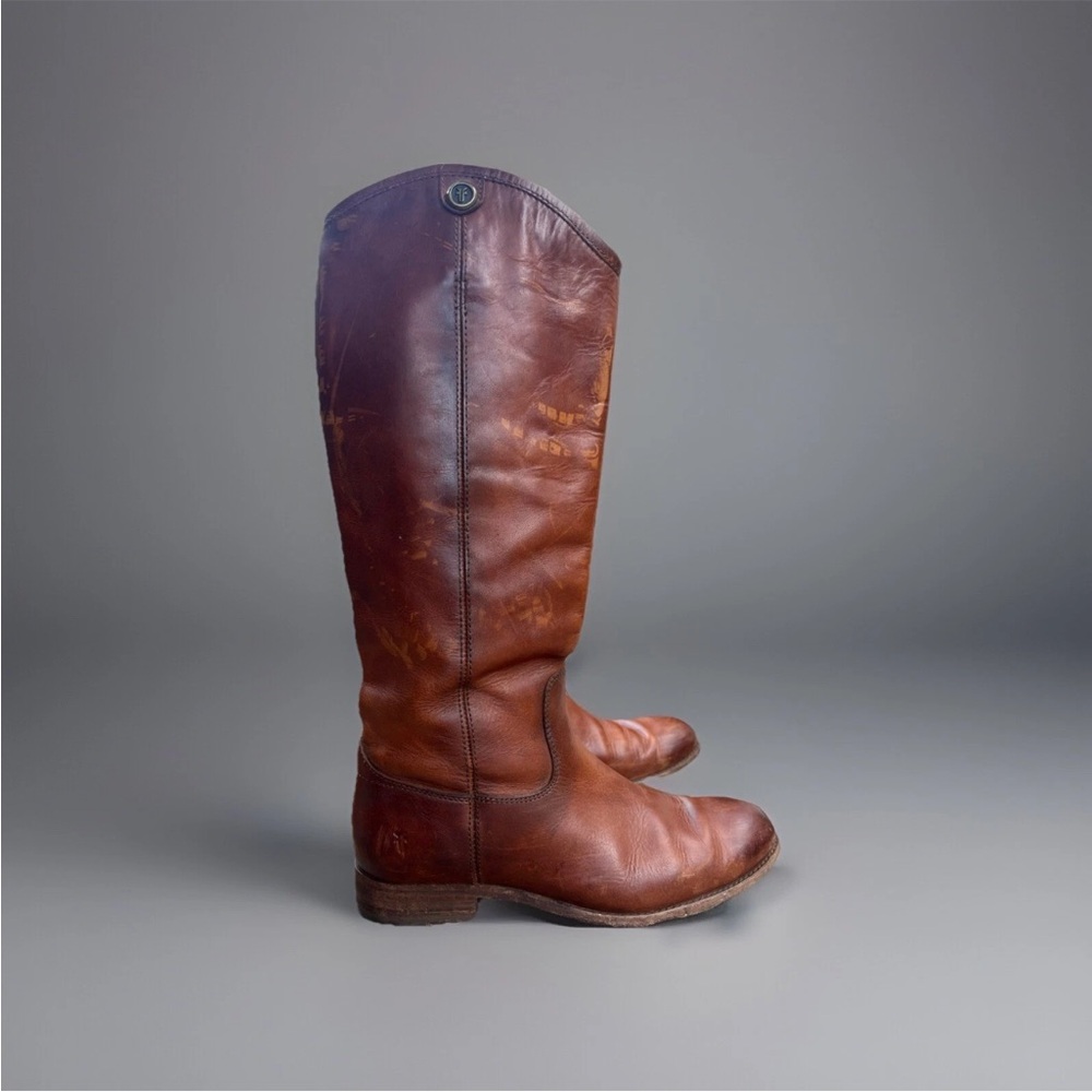 Frye Women Tall Riding Boots Brown Leather Size 8.5 - Picture 1 of 11
